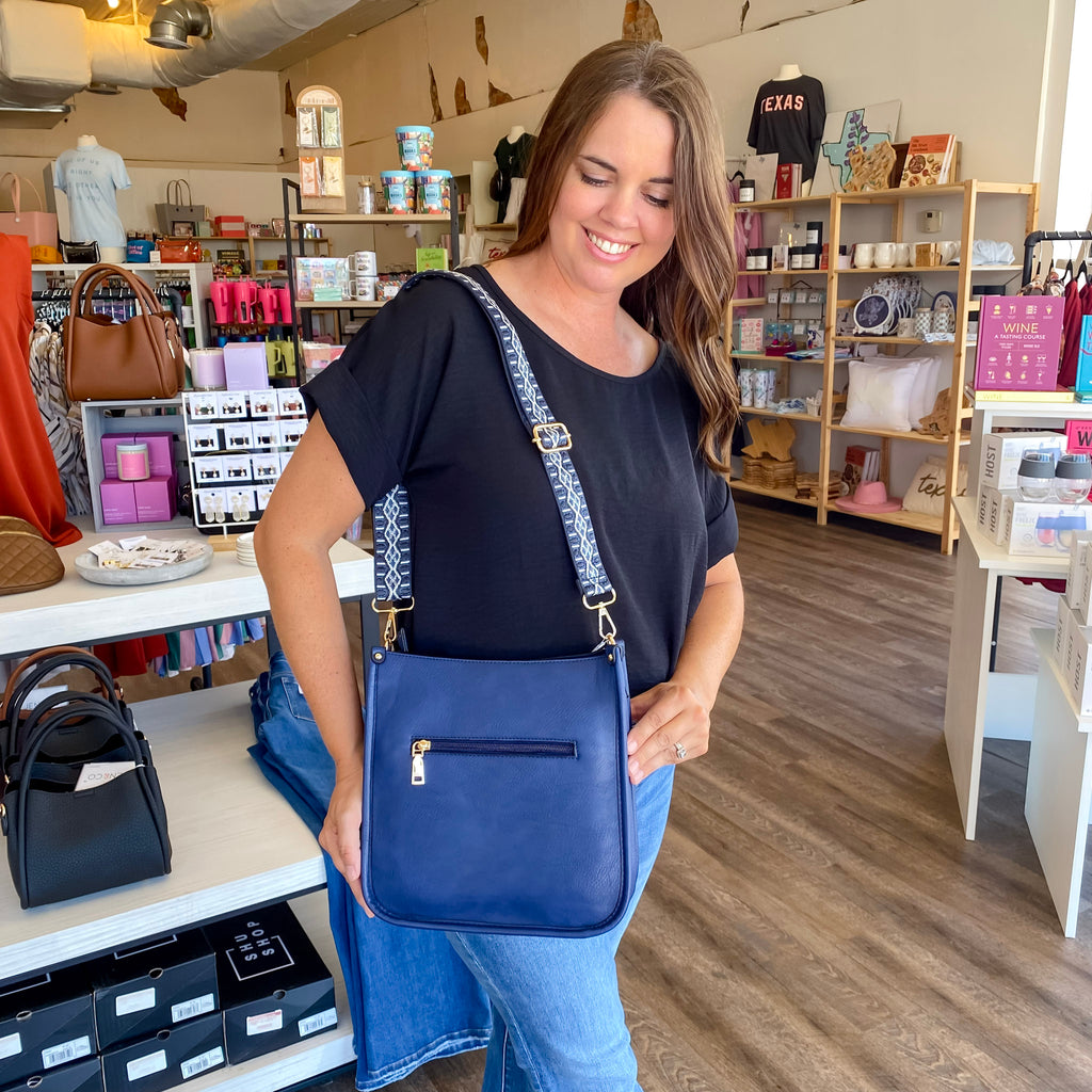 Jen & Co Posie Crossbody Handbag - Navy - Lyla's: Clothing, Decor & More - Plano Boutique