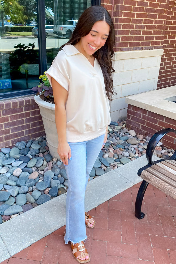 Own The Day Polo Ecru Top - Lyla's: Clothing, Decor & More - Plano Boutique