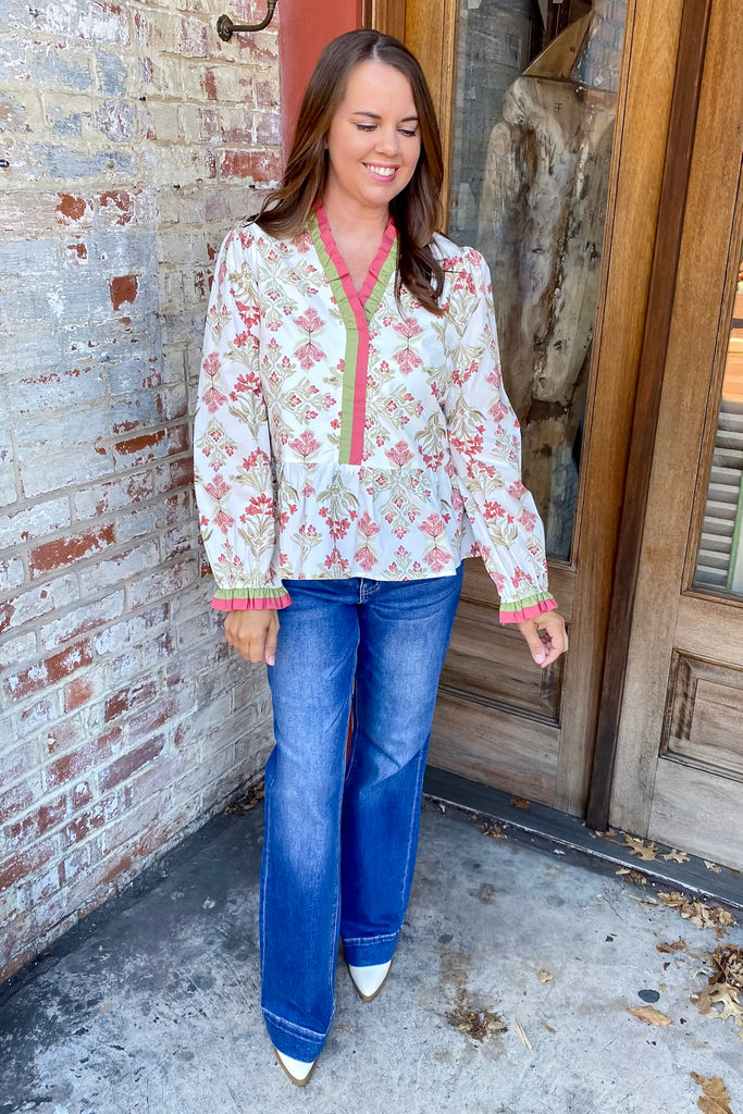 Twist of Fate Marsala Print Top - Lyla's: Clothing, Decor & More - Plano Boutique