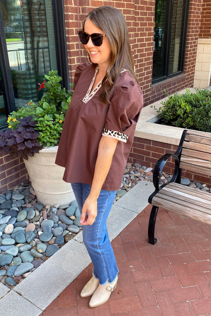 Walk On the Wild Side Brown Top - Lyla's: Clothing, Decor & More - Plano Boutique