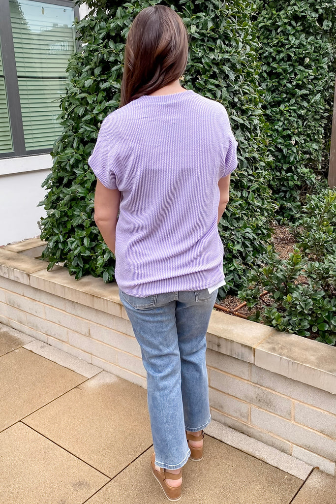 Lavender Ribbed Pocket Top - Lyla's: Clothing, Decor & More - Plano Boutique