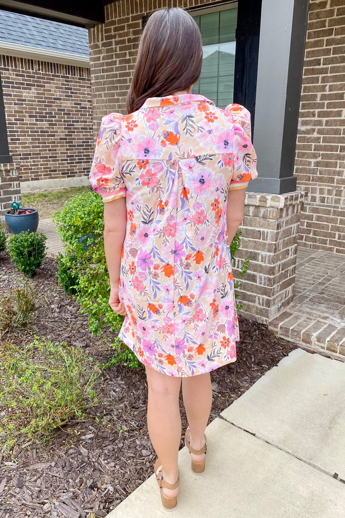 Found My Way Coral and Peach Floral Print Dress - Lyla's: Clothing, Decor & More - Plano Boutique