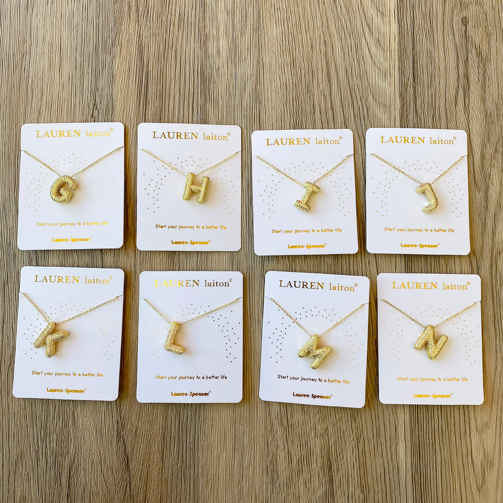 Sparkle Bubble Letter Gold Necklace - Lyla's: Clothing, Decor & More - Plano Boutique