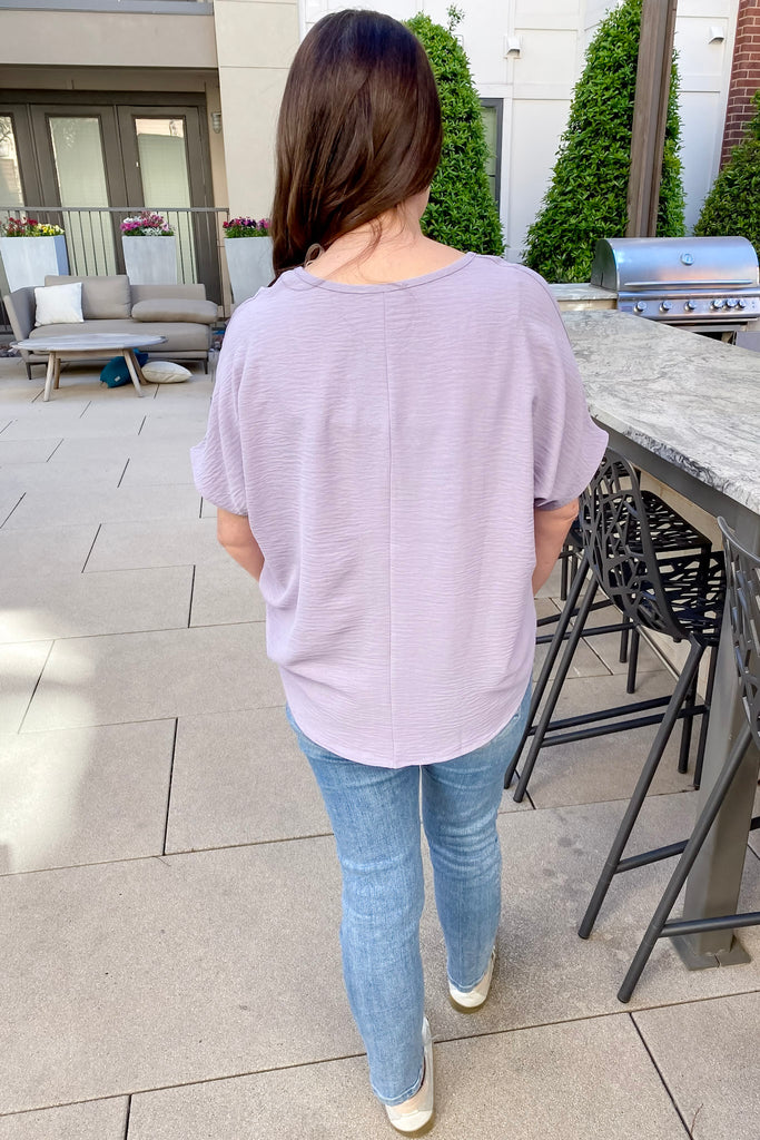 Simple V Neckline Lavender Top - Lyla's: Clothing, Decor & More - Plano Boutique