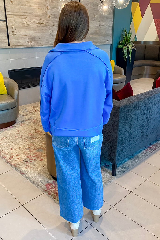 I See You Longsleeve Collar Ocean Blue Top - Lyla's: Clothing, Decor & More - Plano Boutique