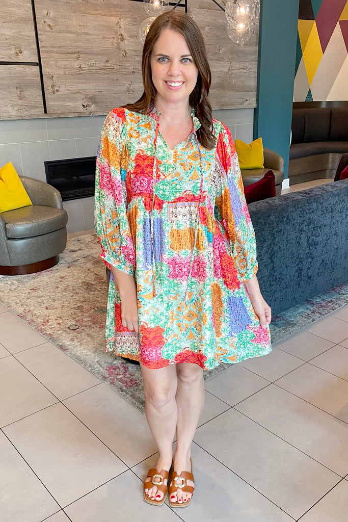 Patch It Up Lavender Multi Color Dress - Lyla's: Clothing, Decor & More - Plano Boutique