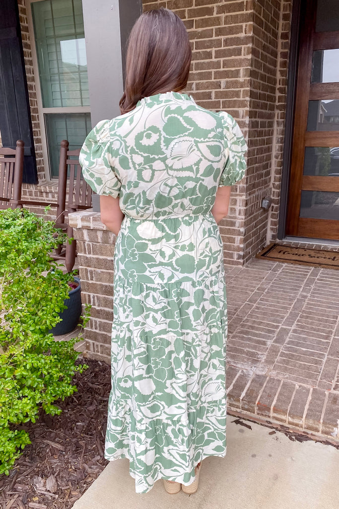Wildflower Serenade Sage Print Dress - Lyla's: Clothing, Decor & More - Plano Boutique