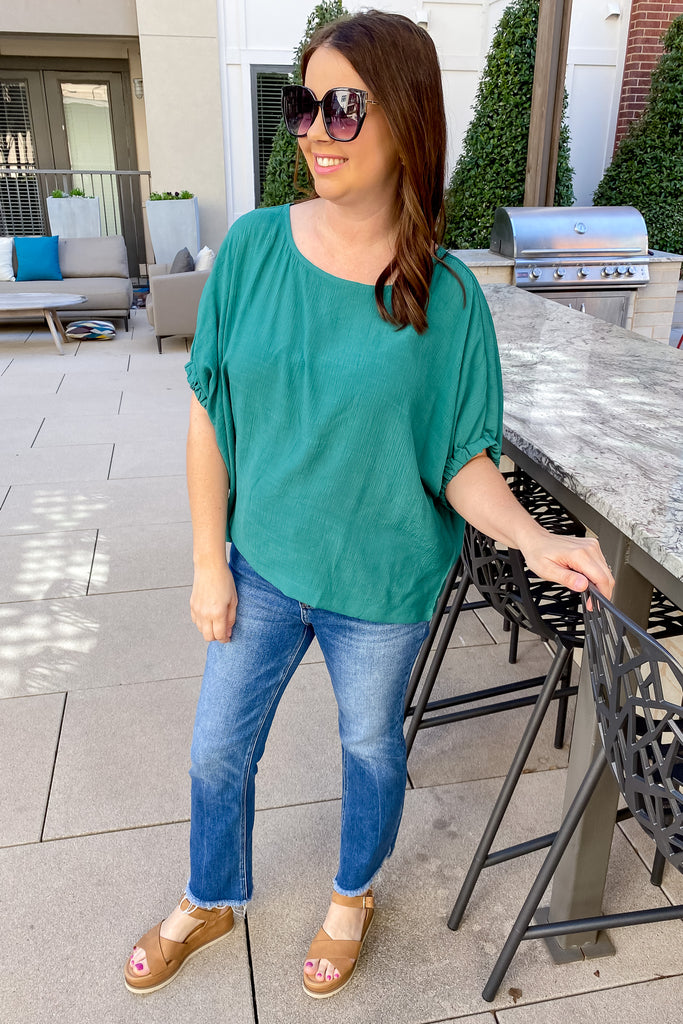 Days Like This Hunter Green Top - Lyla's: Clothing, Decor & More - Plano Boutique