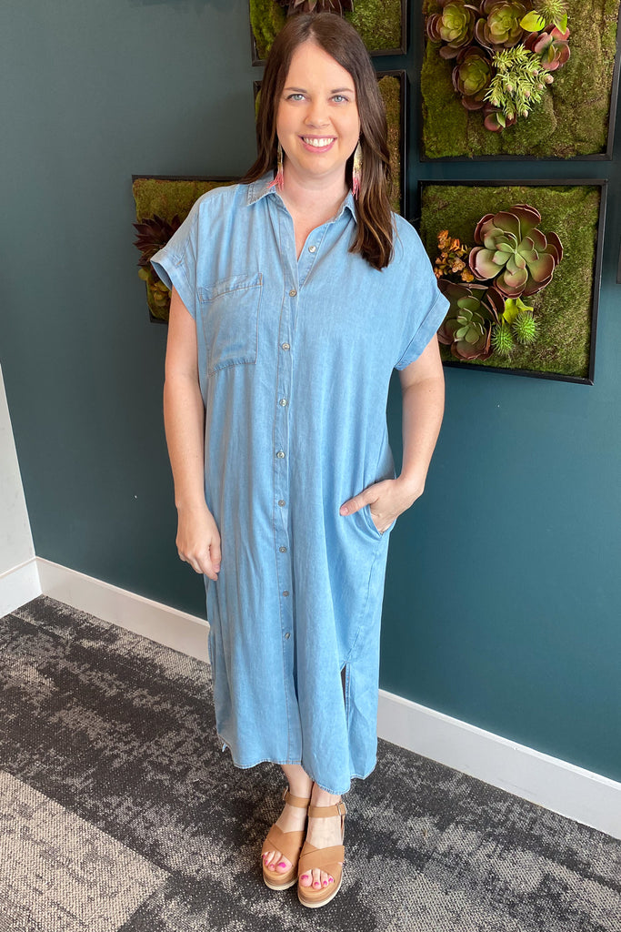 Crazy for You Mid Length Denim  Dress - Lyla's: Clothing, Decor & More - Plano Boutique