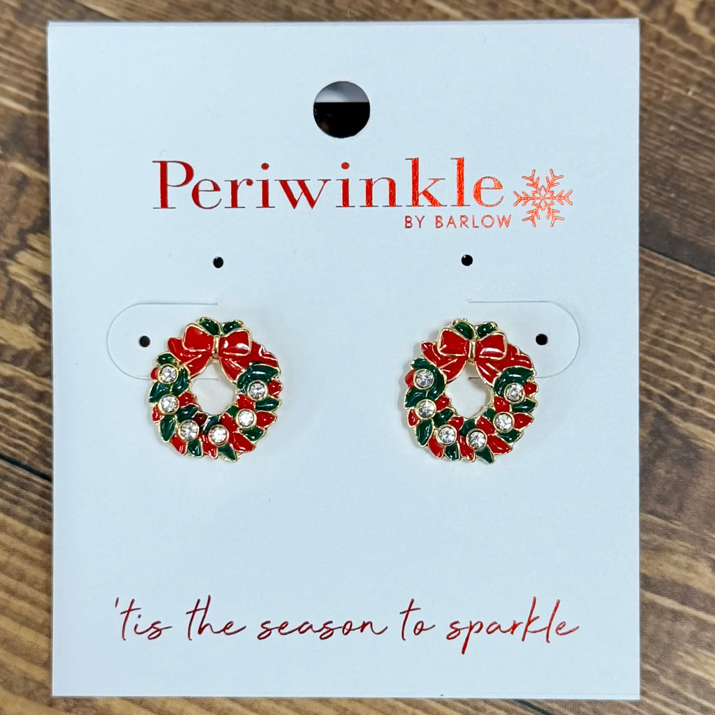 Crystal Christmas Wreath Stud Earrings - Lyla's: Clothing, Decor & More - Plano Boutique