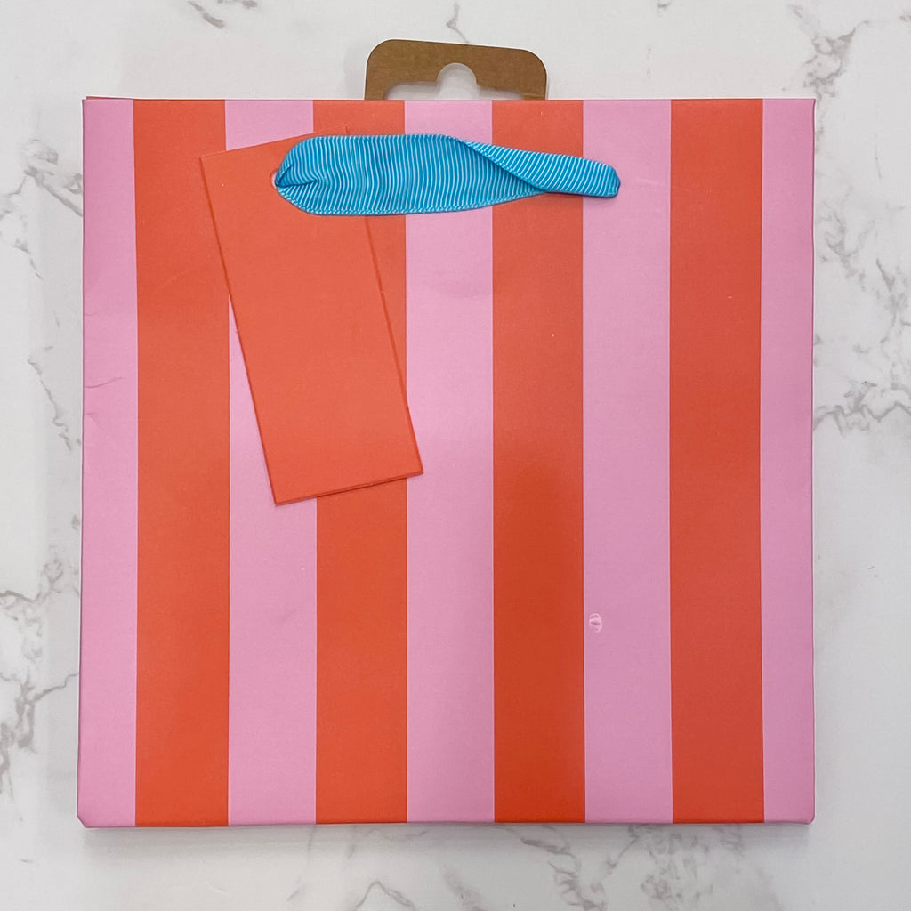 Pink And Orange Stripe Mini Gift Bag - Lyla's: Clothing, Decor & More - Plano Boutique