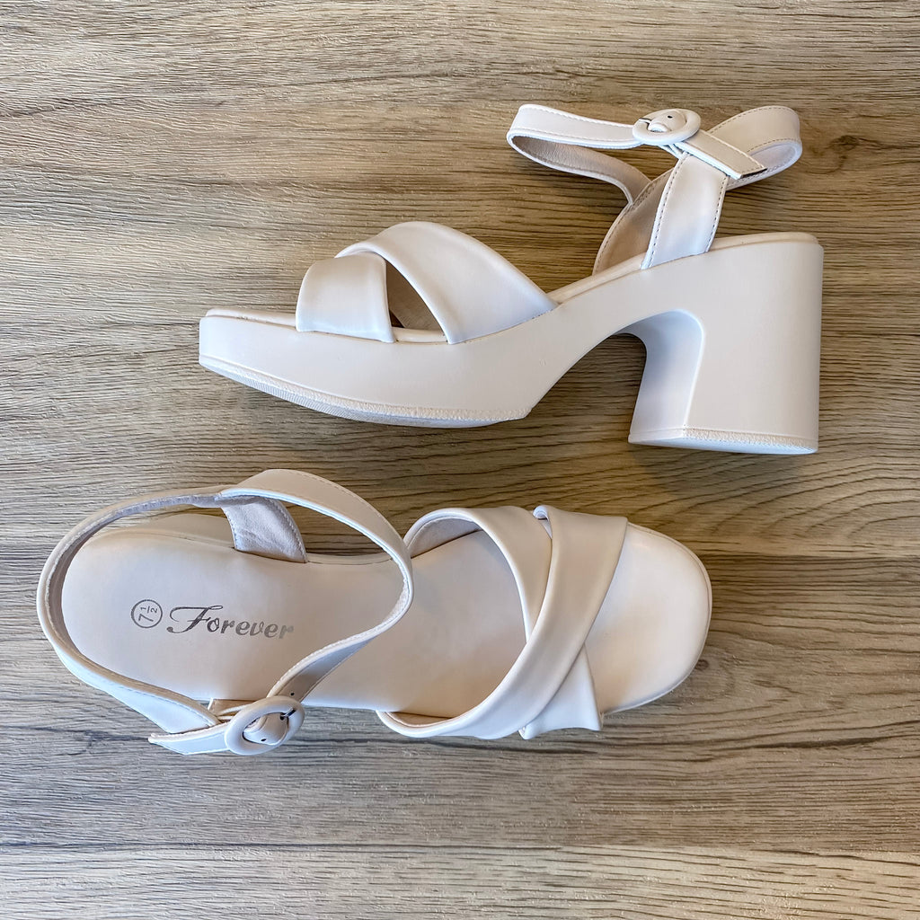 Visible Cream Block Heel Sandal - Lyla's: Clothing, Decor & More - Plano Boutique