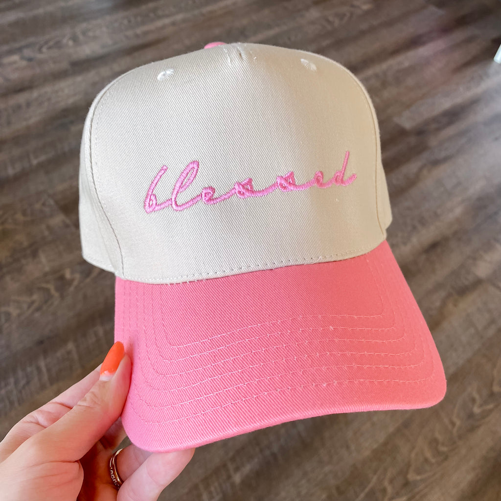 Blessed Two Toned Pink and Tan Vintage Baseball Hat - Lyla's: Clothing, Decor & More - Plano Boutique
