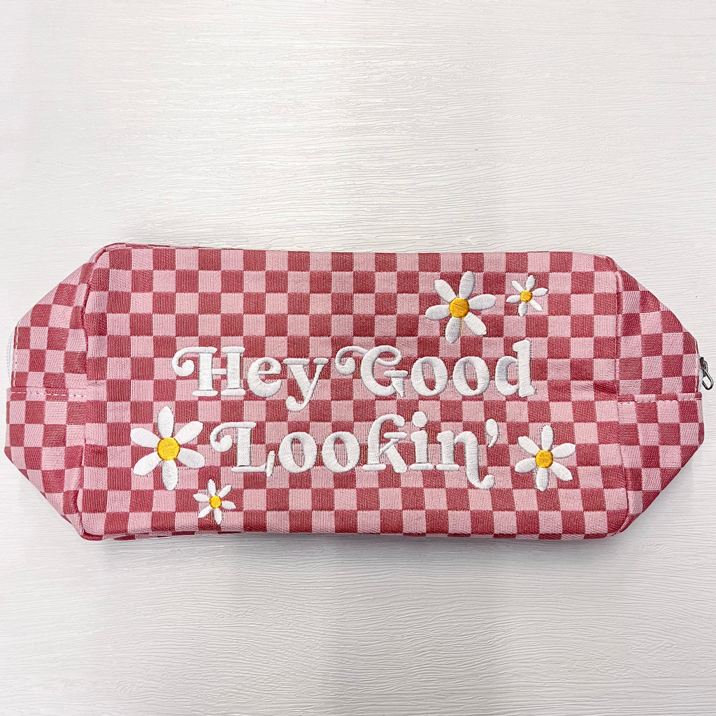 Hey Good Lookin' Checkered Cosmetic Bag - Lyla's: Clothing, Decor & More - Plano Boutique