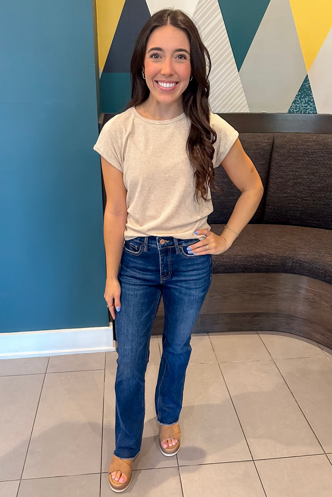 Still the One Fitted Oatmeal Top - Lyla's: Clothing, Decor & More - Plano Boutique