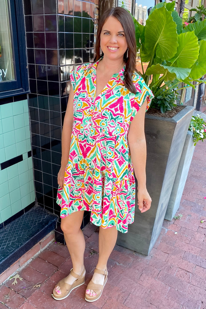 Walk Through Fire For You Hot Pink Print Dress - Lyla's: Clothing, Decor & More - Plano Boutique