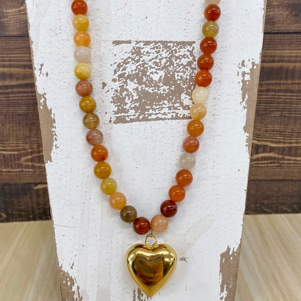 Neutral Heart Necklace - Lyla's: Clothing, Decor & More - Plano Boutique