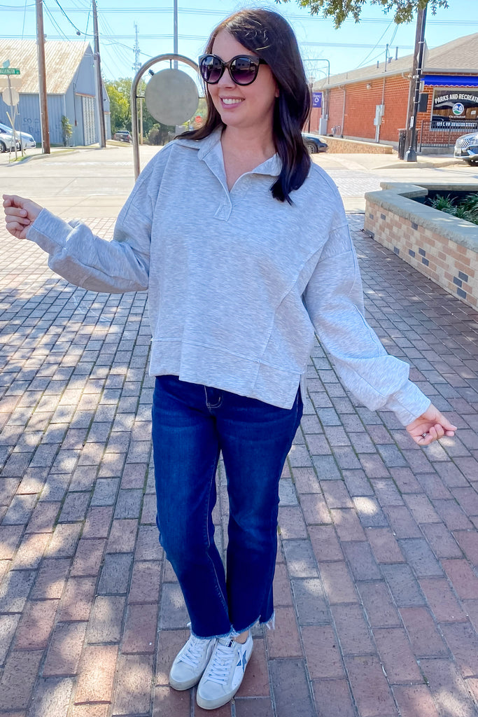 Buttery Soft Grey Pullover - Lyla's: Clothing, Decor & More - Plano Boutique