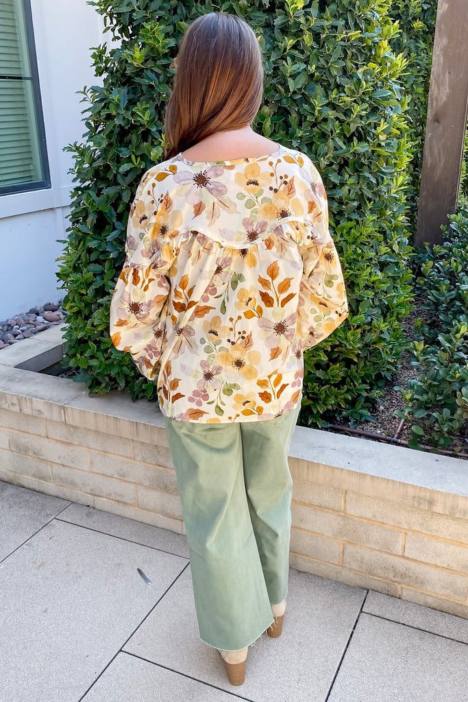 Its All For You Ivory Floral Print Top - Lyla's: Clothing, Decor & More - Plano Boutique