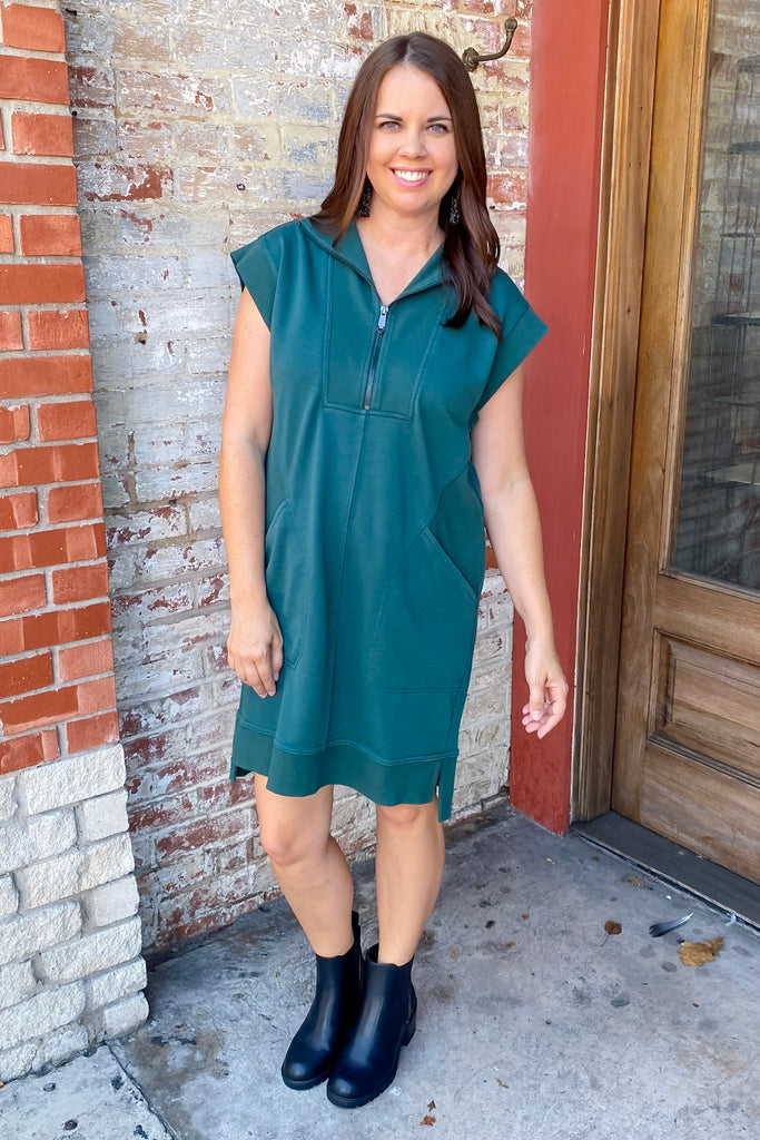 Zip It Up Forest Green Dress - Lyla's: Clothing, Decor & More - Plano Boutique