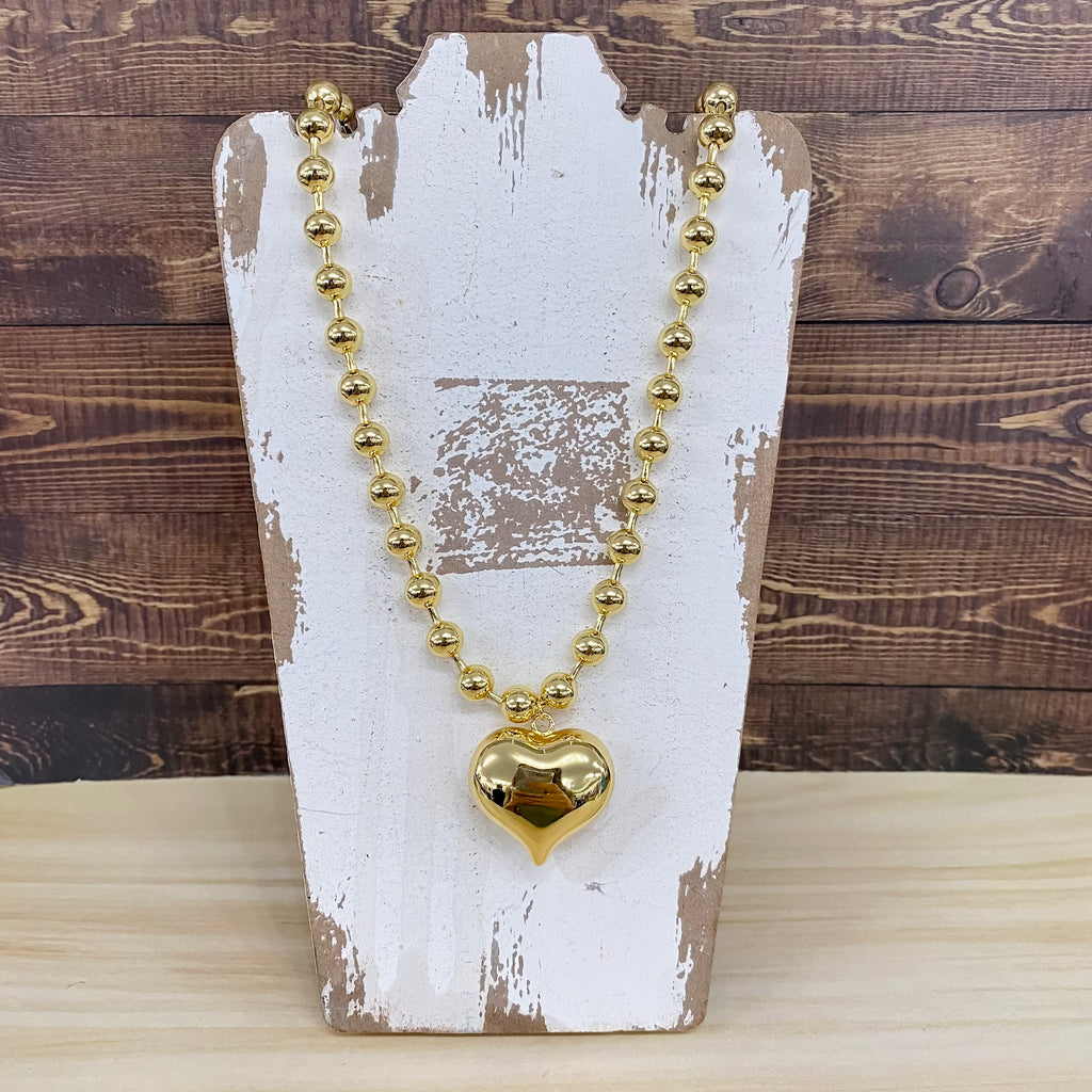 Gold Bubble Heart Necklace - Lyla's: Clothing, Decor & More - Plano Boutique