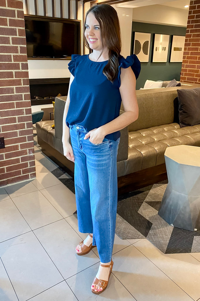 Aileeah High Rise Soft Crop Slim Wide Leg Denim by Vervet - Lyla's: Clothing, Decor & More - Plano Boutique