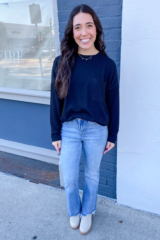 Came Here For You Black Ribbed Top - Lyla's: Clothing, Decor & More - Plano Boutique