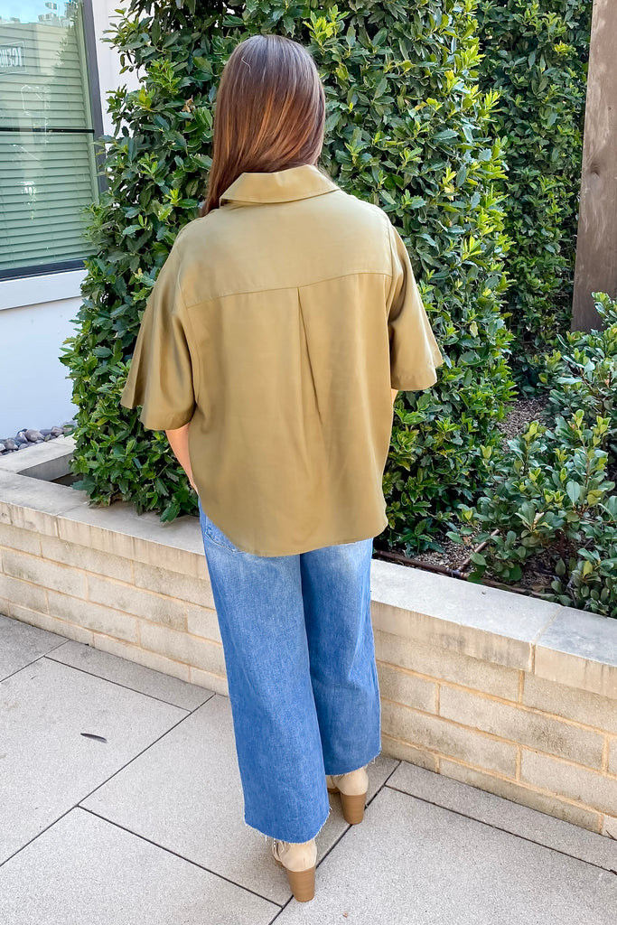 Bring On The Fall Olive Button Up Top - Lyla's: Clothing, Decor & More - Plano Boutique