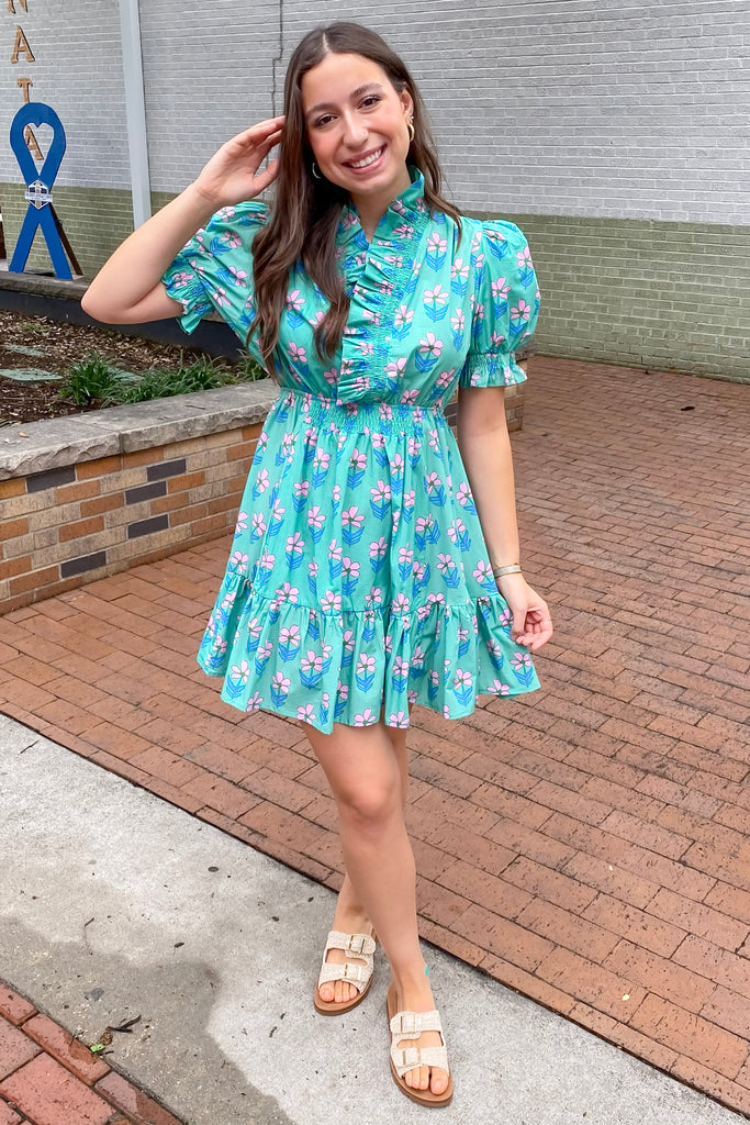 In the Breeze Green and Pink Floral Print Dress - Lyla's: Clothing, Decor & More - Plano Boutique