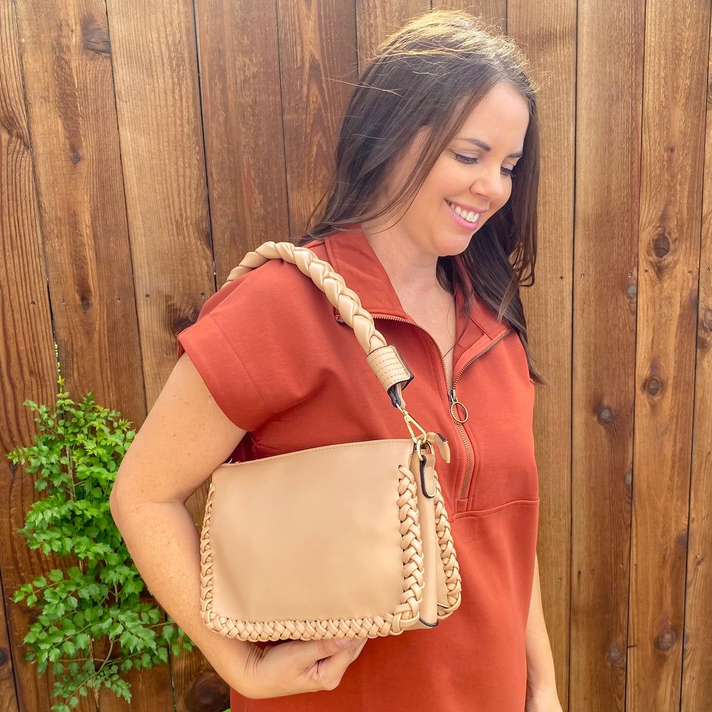 Jen & Co Judith Vegan Whipstitch Shoulder Bag in Parchment - Lyla's: Clothing, Decor & More - Plano Boutique