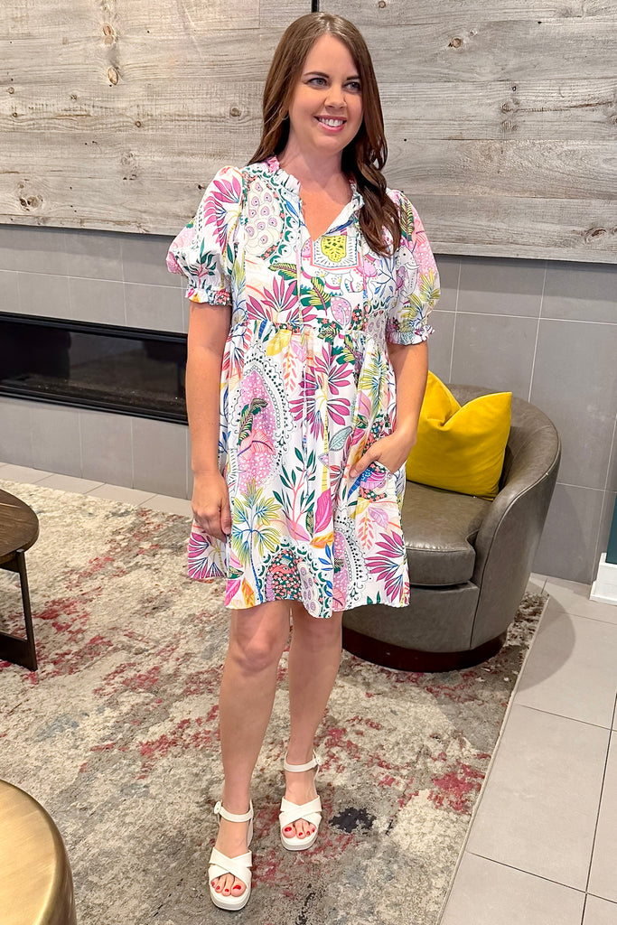 Palm Beach Floral Print White Dress - Lyla's: Clothing, Decor & More - Plano Boutique