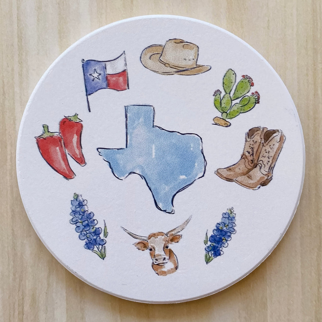 Texas Icons Coaster by Home Malone - Lyla's: Clothing, Decor & More - Plano Boutique