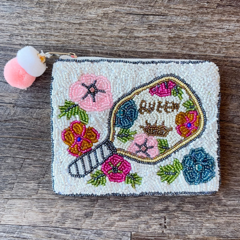 Pickleball Queen Beaded Pouch - Lyla's: Clothing, Decor & More - Plano Boutique