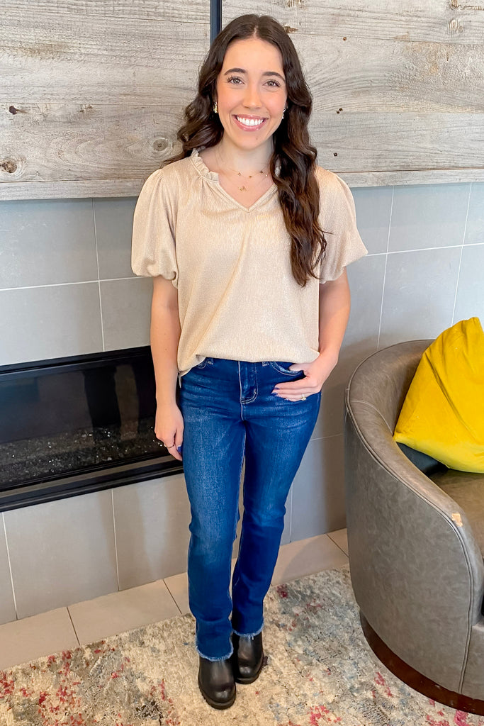 Shimmer and Shine the Night Away Champagne Top - Lyla's: Clothing, Decor & More - Plano Boutique