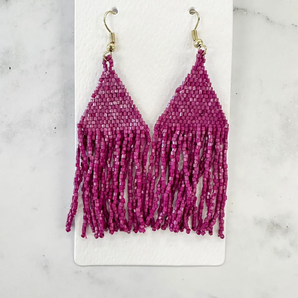 Purple Petite Fringe Earrings by Ink & Alloy - Lyla's: Clothing, Decor & More - Plano Boutique