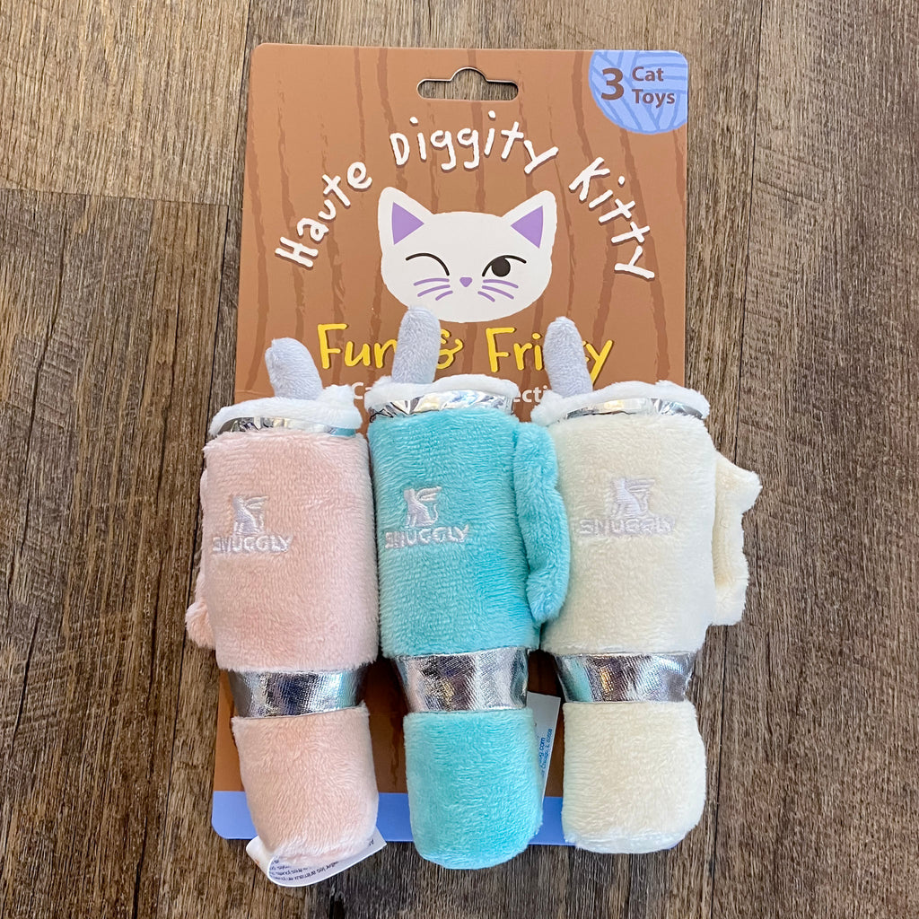 Haute Diggity Kitty Snuggly Cup 3-Pack (Teal, Ivory, Blush) Catnip Toys - Lyla's: Clothing, Decor & More - Plano Boutique