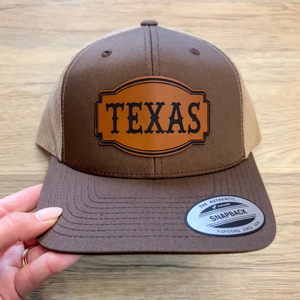 Texas Leather Patch Khaki Hat - Lyla's: Clothing, Decor & More - Plano Boutique