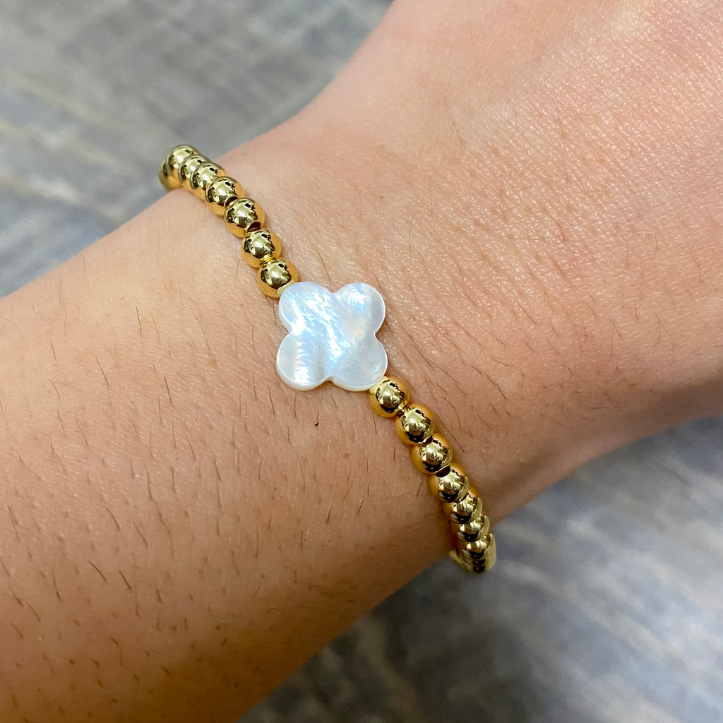 Quatrefoil Beaded Bracelet  Large - Lyla's: Clothing, Decor & More - Plano Boutique