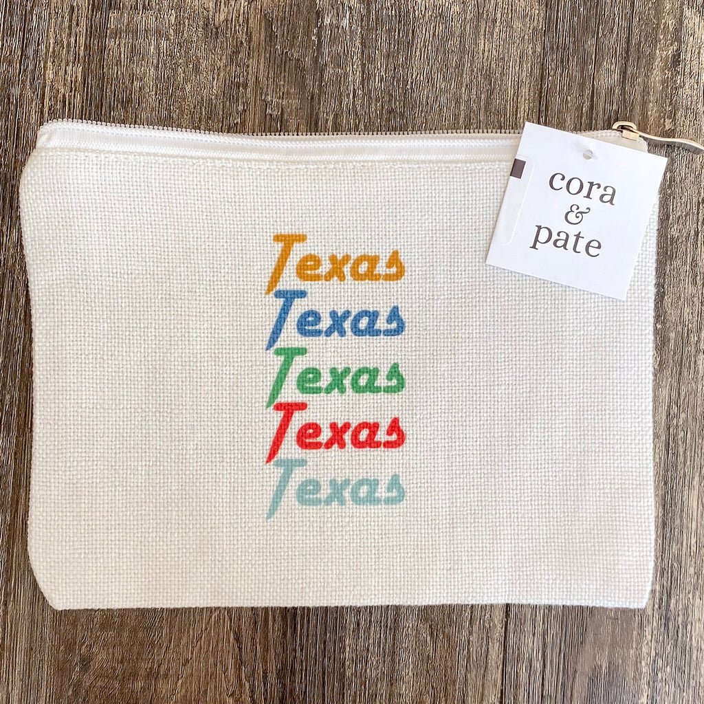 Texas Texas Texas Multi Color Accessory Bag - Lyla's: Clothing, Decor & More - Plano Boutique