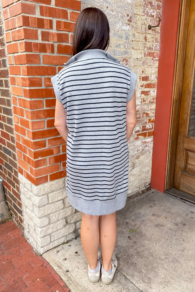 Striped Out Grey and Black Dress - Lyla's: Clothing, Decor & More - Plano Boutique