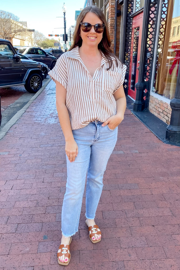 Sandstone Striped Coco Top - Lyla's: Clothing, Decor & More - Plano Boutique