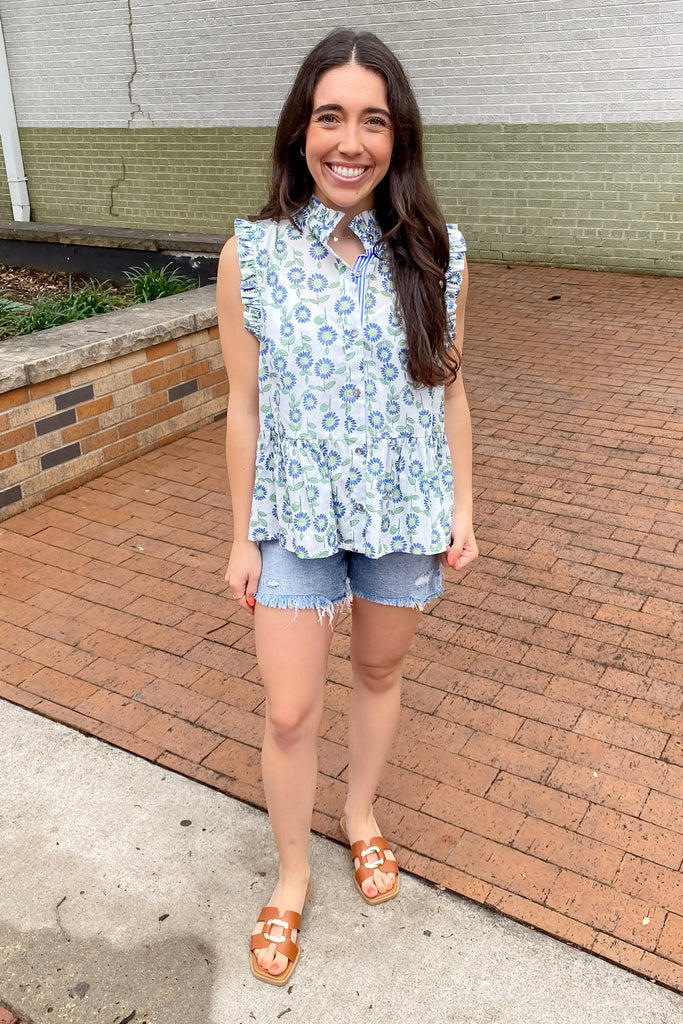 Daisy Lane Floral Print Mint Top - Lyla's: Clothing, Decor & More - Plano Boutique