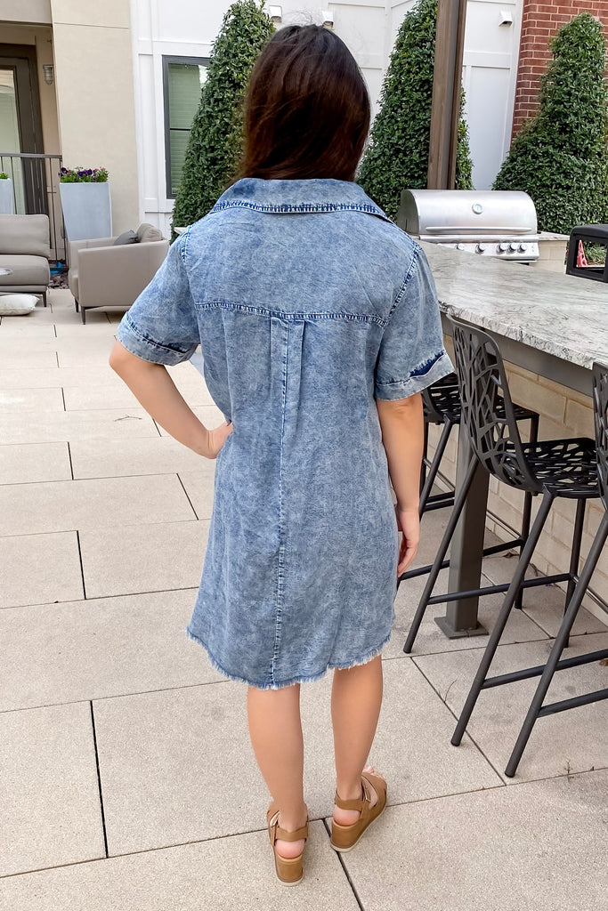 In Love Washed Denim Light Blue Dress - Lyla's: Clothing, Decor & More - Plano Boutique