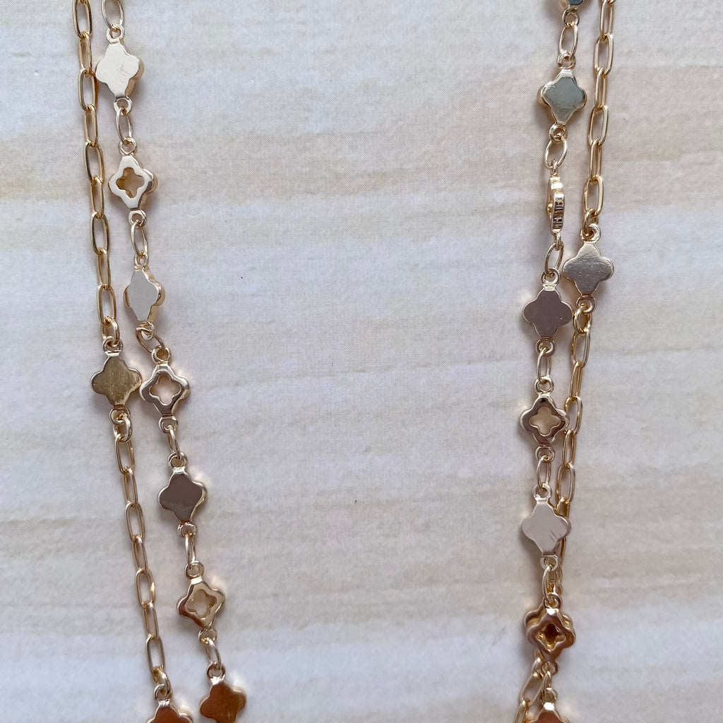 Layered Gold Clover Chain Necklace - Lyla's: Clothing, Decor & More - Plano Boutique