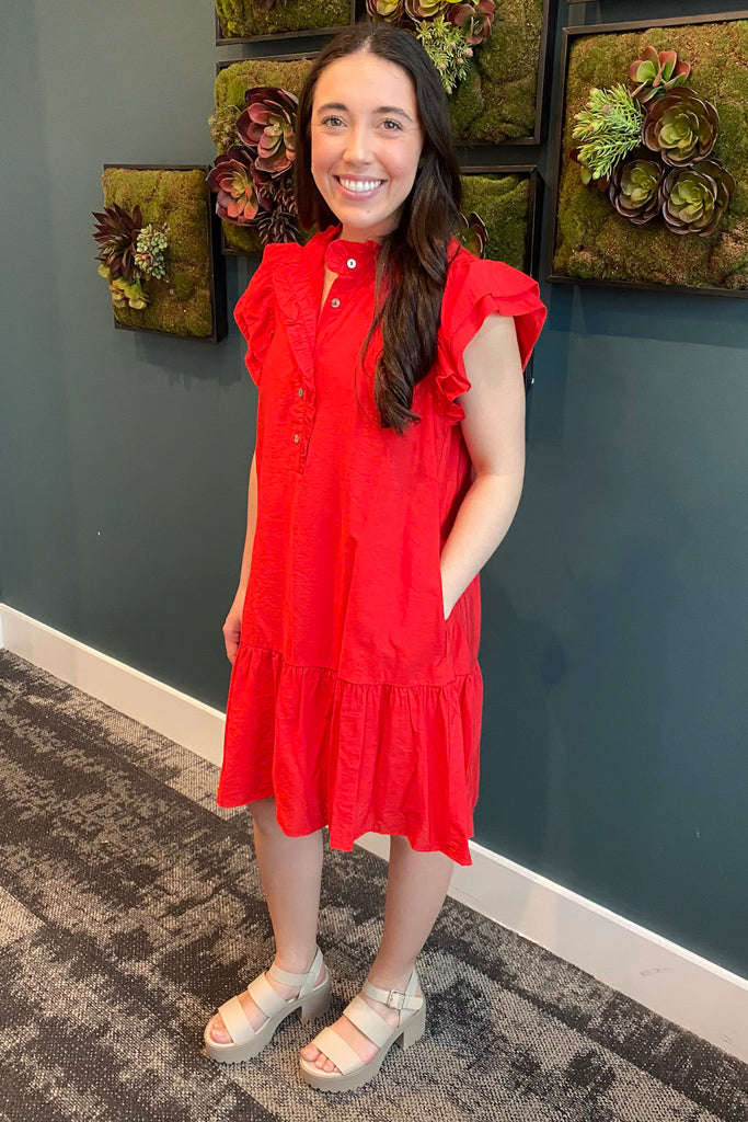 Meet Me in the Middle Ruffle Red Dress - Lyla's: Clothing, Decor & More - Plano Boutique