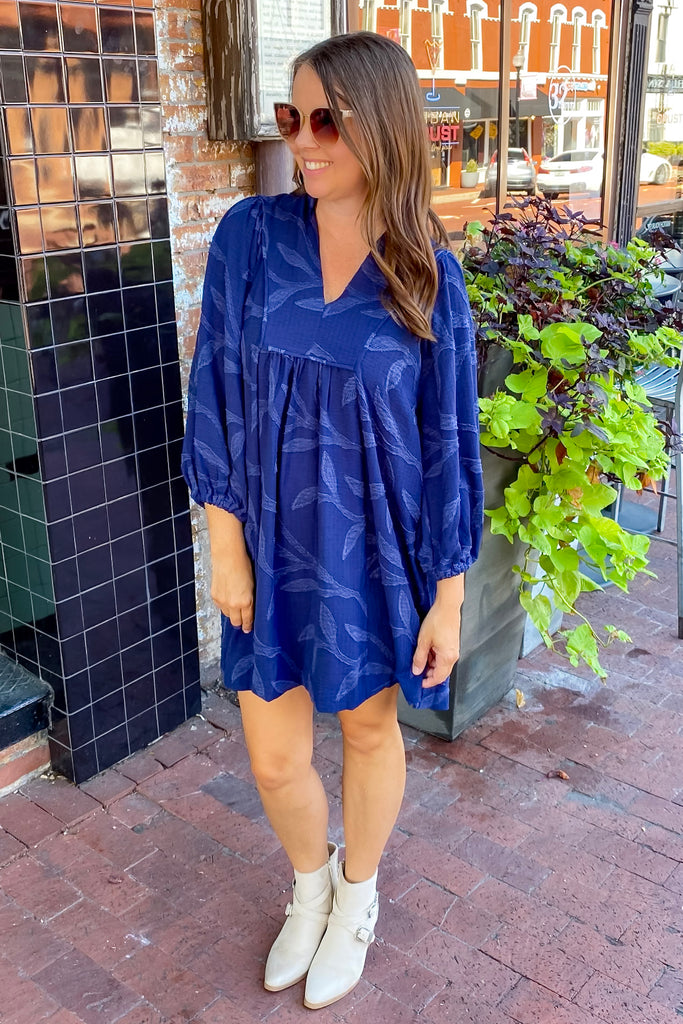 Autumn Spice Textured Navy Dress - Lyla's: Clothing, Decor & More - Plano Boutique