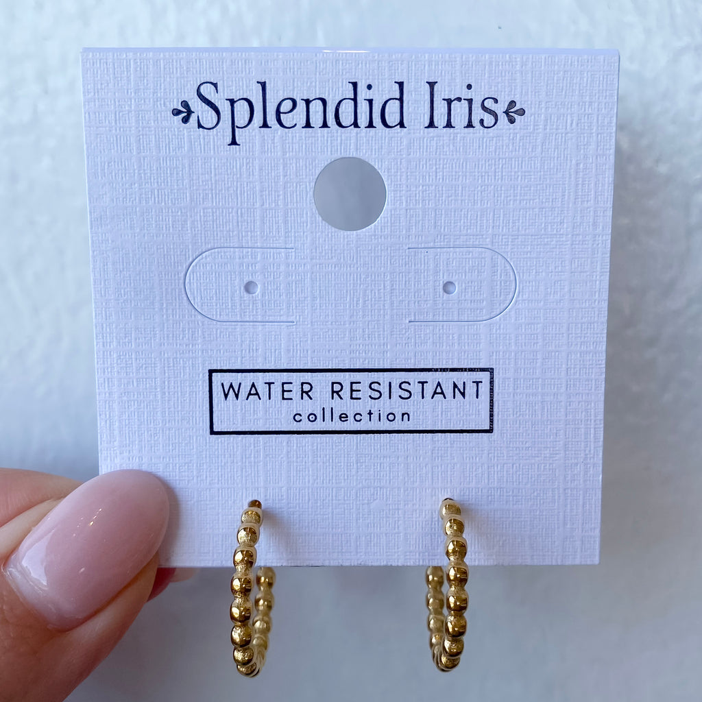 Ball Hoops Water Resistant Gold Earrings - Lyla's: Clothing, Decor & More - Plano Boutique
