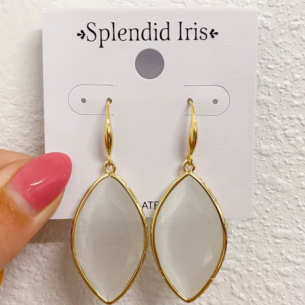 Stone Earrings White - Lyla's: Clothing, Decor & More - Plano Boutique