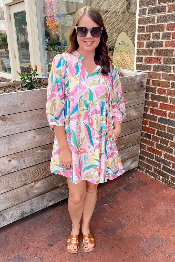 Swirl into Vacation Pink Print Dress - Lyla's: Clothing, Decor & More - Plano Boutique