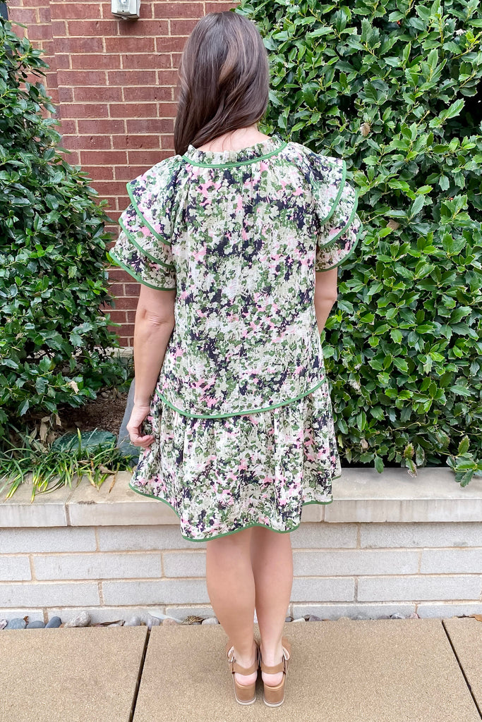 Binded To You Contrast Olive Print Dress - Lyla's: Clothing, Decor & More - Plano Boutique